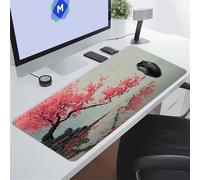 KIZIFI Alfombrilla de Ratón XXL Paisajes Flores Ríos 800x300x3 mm Grande Alfombrilla Escritorio con Base de Goma Antideslizante y Bordes Cosidos Duradera y Cómoda para Oficina, Juegos