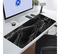 KIZIFI Alfombrilla de Ratón XXL Topográfico Blanco 600x300x2 mm Grande Alfombrilla Escritorio con Base de Goma Antideslizante y Bordes Cosidos Duradera y Cómoda para Oficina, Juegos