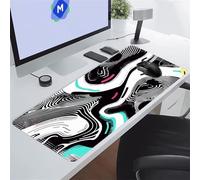 KIZIFI Alfombrilla Ratón XXL 1500x800x2 mm, Blanco Negro Alfombrilla de Ratón para Escritorio, Bordes Duraderos Antidesgaste, Antideslizante, para Jugadores, PC, Oficina