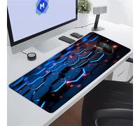 KIZIFI Alfombrilla Ratón XXL 600x300x2 mm, Geométrico Azul Alfombrilla de Ratón para Escritorio, Bordes Duraderos Antidesgaste, Antideslizante, para Jugadores, PC, Oficina