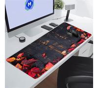 KIZIFI Alfombrilla Ratón XXL 700x400x2 mm, Hojas Madera Otoñales Alfombrilla de Ratón para Escritorio, Bordes Duraderos Antidesgaste, Antideslizante, para Jugadores, PC, Oficina