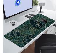 KIZIFI Alfombrilla Ratón XXL 900x300x2 mm, Hojas Plantas Tropicales Alfombrilla de Ratón para Escritorio, Bordes Duraderos Antidesgaste, Antideslizante, para Jugadores, PC, Oficina