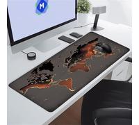 KIZIFI Alfombrilla Ratón XXL 900x300x3 mm, Mapa Mundo Marrón Alfombrilla de Ratón para Escritorio, Bordes Duraderos Antidesgaste, Antideslizante, para Jugadores, PC, Oficina