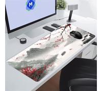 KIZIFI Alfombrilla Ratón XXL 900x400x3 mm, Paisaje Flores Montaña Alfombrilla de Ratón para Escritorio, Bordes Duraderos Antidesgaste, Antideslizante, para Jugadores, PC, Oficina