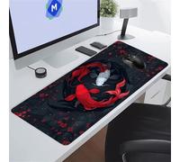 KIZIFI Alfombrilla Ratón XXL 900x400x3 mm, Pescado Flor Ciruelo Alfombrilla de Ratón para Escritorio, Bordes Duraderos Antidesgaste, Antideslizante, para Jugadores, PC, Oficina