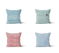 KIZIFI Fundas de Cojín 35x35 cm Juego de 4 Rayas Fundas de Cojines Lino Rojo Verde Funda de Almohada Cuadrado Funda Cojin Sofa Decoración Moderna para Sofá Silla Cama Sala de Estar Dormitorio
