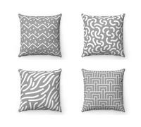 KIZIFI Fundas de Cojín 55x55 cm Juego de 4 Geometría Fundas de Cojines de Lino Decorativas Blanco Gris Funda de Almohada Cuadrado Moderna Decoración Funda Cojin Sofa para Coche Estar Sillas Jardin