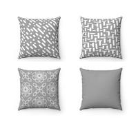 KIZIFI Fundas de Cojín 55x55 cm Juego de 4 Gris Blanco Fundas de Cojines de Lino Decorativas Mandala Funda de Almohada Cuadrado Moderna Decoración Funda Cojin Sofa para Coche Estar Sillas Jardin