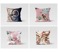 KIZIFI Fundas de Cojín 55x55 cm Juego de 4 Marrón Azul Fundas de Cojines de Lino Decorativas Rosa Blanco Funda de Almohada Cuadrado Moderna Decoración Funda Cojin Sofa para Coche Estar Sillas Jardin