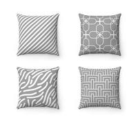 KIZIFI Fundas de Cojín 65x65 cm Juego de 4 Rayas Fundas de Cojines Lino Geométrico Funda de Almohada Cuadrado Funda Cojin Sofa Decoración Moderna para Sofá Silla Cama Sala de Estar Dormitorio