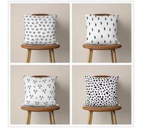 KIZIFI Fundas de Cojín 70x70 cm Juego de 4 Geométrico Negro Fundas de Cojines de Lino Decorativas Dots Funda de Almohada Cuadrado Moderna Decoración Funda Cojin Sofa para Coche Estar Sillas Jardin