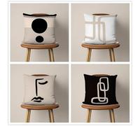 KIZIFI Fundas de Cojín 70x70 cm Juego de 4 Negro Marrón Claro Fundas de Cojines de Lino Decorativas Rayas Funda de Almohada Cuadrado Moderna Decoración Funda Cojin Sofa para Coche Estar Sillas Jardin