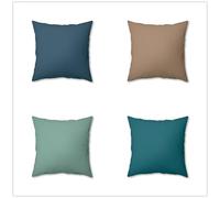 KIZIFI Fundas de Cojines 45x45 cm Juego de 4 Marrón Verde Fundas Cojines Lino Llanura Funda de Cojín Exterior Decorativo Cuadrado Funda de Almohada para Sofá, Sala de Estar, Sofás