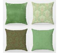 KIZIFI Juego de 4 Fundas Cojines Exterior Impermeable 35x35 cm Flores Funda de Cojín Decorativo Cuadrado Verde Fundas de Cojines Lino con Cremallera Oculta para Jardín Sofá Salón Terraza Cama