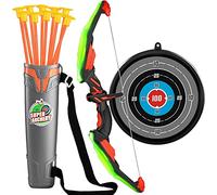 KIZJORYA Juego de Arco y Flecha para niños, Juguete de Tiro con luz LED, Deportes y Juegos al Aire Libre, 10 Flechas con Ventosa, Objetivo Colgante, carcaj, Regalo para niños de 4 a 6 y 8 a 12 años