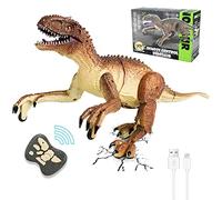 Kizmyee Juguete de Dinosaurio, Control Remoto de Dinosaurio para niños Velociraptor Realista con Caminar,