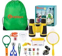 kizplays Kit de Exploración para Niños 22 en 1, Juego de Explorador para Niños para Niños Prismáticos/Binoculares, Silbato, Brújula, Lupa, 6 Arañas Plasticas, Regalo para Navidad, los Reyes