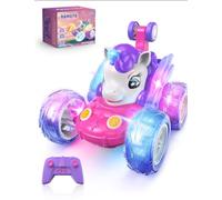Kiztoys Unicorn Coche Teledirigido - Coches de Juguete para Niñas de 3 4 5 6 Años, Unicornio Teledirigidos Monster Truck con luz LED, Regalo de Juguete para Niñas 3+ Años