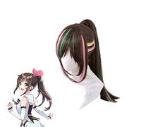 Kizuna Ai Cosplay Pelucas Youtuber 1st Live Hello World 65cm Long Ponytail Pelucas de Cabello Sintético Perucas + Free Hair Net