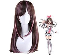 Kizuna AI peluca Cosplay disfraz AIChannel mujeres pelo sintético largo resistente al calor fiesta de Halloween pelucas de juego de rol + gorra de peluca gratis