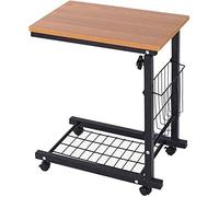 KJAKSXNSE Altura Ajustable del Ordenador portátil móvil turística de la Compra, Tableta Cuaderno Junto a Cama sofá Equipo estación Trabajo, Bandeja café Mesa Lateral 3 Colores 56-76cm(Beige)