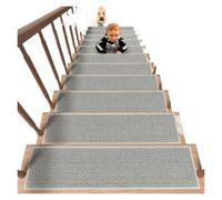 KJBDQQH Alfombra Escalera Peldaños de Escalera Antideslizantes, Corredores con Respaldo Goma for escalones Madera, Alfombra sin residuos, peldaños for niños y Perros(Grey)