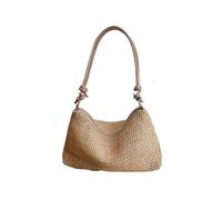 KJBDQQH Bolso Mujer Bandolera Bolso de paja ratán tejido gran capacidad, bolso hombro trenzado hecho a mano(Khaki)