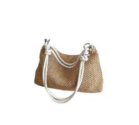 KJBDQQH Bolso Mujer Bandolera Bolso de paja ratán tejido gran capacidad, bolso hombro trenzado hecho a mano(White)