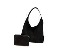 KJBDQQH Bolso Serraje Conjunto de bolso mano for mujer, 2 en 1, ante, color puro, gran capacidad(Black)