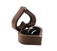 KJBDQQH Caja para Anillos de Boda Joyero de Madera con Soporte Interior Suave for Recoger Joyas, Organizador de Joyas con Ranura Individual/Doble, Estilo Vintage(2SS312789-BK)