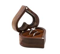 KJBDQQH Caja para Anillos de Boda Joyero de Madera con Soporte Interior Suave for Recoger Joyas, Organizador de Joyas con Ranura Individual/Doble, Estilo Vintage(2SS312789-DB)