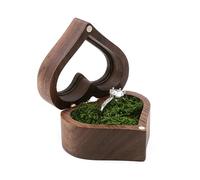 KJBDQQH Caja para Anillos de Boda Joyero de Madera con Soporte Interior Suave for Recoger Joyas, Organizador de Joyas con Ranura Individual/Doble, Estilo Vintage(2SS312789-GN)