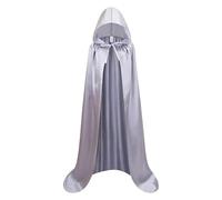 KJBDQQH disfraz de bruja Adult Satin Material Cloth Cape Stand-up Collar with Hood Black Cloak Halloween Costume(Light Gray,170)