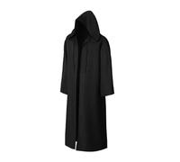 KJBDQQH disfraz de bruja Black Robe Costume Halloween Cloak Wizard Tunic Hooded(01,XXL)