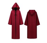 KJBDQQH disfraz de bruja Costume Men Women Long Shirt Robe Warrior Hooded Cloak Halloween(Wine Red,150)