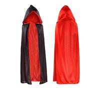 KJBDQQH disfraz de bruja Halloween Cloak for Adults Black and Red Stand-up Collar Death Costume Party(Color 02,120CM)