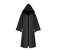 KJBDQQH disfraz de bruja Halloween Medieval Black Robe Cloak Costume Adult Hooded and Scary Spooky Loose(Kids 145)