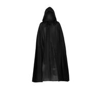 KJBDQQH disfraz de bruja Hood Cloak Cosplay Medieval Long Cape Halloween Party Women Men Adult Mage Witchcraft(Black,90cm)