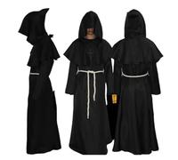 KJBDQQH disfraz de bruja Knight Medieval Hooded Monk Costume Wizard Costumes(Costumes B,XXL)