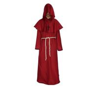 KJBDQQH disfraz de bruja Medieval Hooded Monk Costume Plague Doctor Cos Adult Men Halloween(Red,XL_BLACK)
