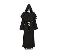 KJBDQQH disfraz de bruja Medieval Monk Church Clergy Costume Men's Hooded Cowl Gown Robe Cape(Black,4XL_MEDIEVAL MONK)