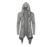 KJBDQQH disfraz de bruja Vintage Hooded Jacket For Men Long Cardigan Halloween Party Cape(Gray a,L)