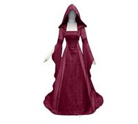 KJBDQQH disfraz de bruja Women Witch Dress Medieval Renaissance Maxi Train Halloween Devil Pagan Costume(Red,XXL)