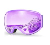 KJBDQQH Gafas Esqui Ski Goggles Kids Anti-Fog UV Protection for 3-10 Years Old Boys/Girls Skiing Snowboarding Compatible with Helmet(Double purple silver)