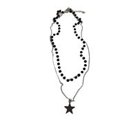 KJBDQQH Gargantilla Punk Black Peach Heart Star Pendant Chain Necklace For Women Men Charm Trendy Jewelry Anniversary Accessories para Uso Diario(Color 02)