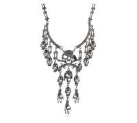 KJBDQQH Gargantilla Punk Classic Vintage Pirate Skeleton Skull Choker Necklace Pendant For Women Men Retro Rhinestone Biker Gothic Punk Party Jewelry para Uso Diario(Antique Bronze Plated)