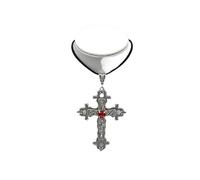 KJBDQQH Gargantilla Punk Goth Limited Black Velvet Cross Choker Bead Necklace Grunge Black Velvet Jewelry Gorgeous Women Punk para Uso Diario(Red)