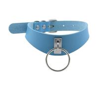 KJBDQQH Gargantilla Punk Gothic Choker Goth Collar Punk Black Leather Chokers Harajuku EMO Necklace Chocker Dark Fashion Halloween Accessories para Uso Diario(Light Blue)