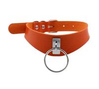 KJBDQQH Gargantilla Punk Gothic Choker Goth Collar Punk Black Leather Chokers Harajuku EMO Necklace Chocker Dark Fashion Halloween Accessories para Uso Diario(Orange)
