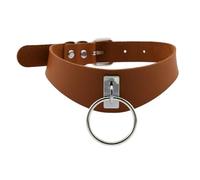 KJBDQQH Gargantilla Punk Gothic Choker Goth Collar Punk Black Leather Chokers Harajuku EMO Necklace Chocker Dark Fashion Halloween Accessories para Uso Diario(Brown)